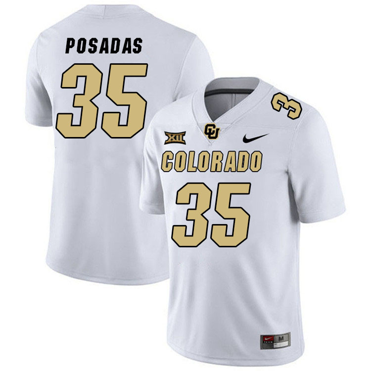 Colorado Buffaloes #35 Antonio Posadas Big 12 Conference College Football Jerseys Stitched Sale-White